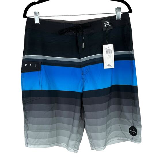 Rip Curl Surf Regular Length Boardshort Daybreaker Black Stripe Swimwear 30W NWT - Picture 1 of 12
